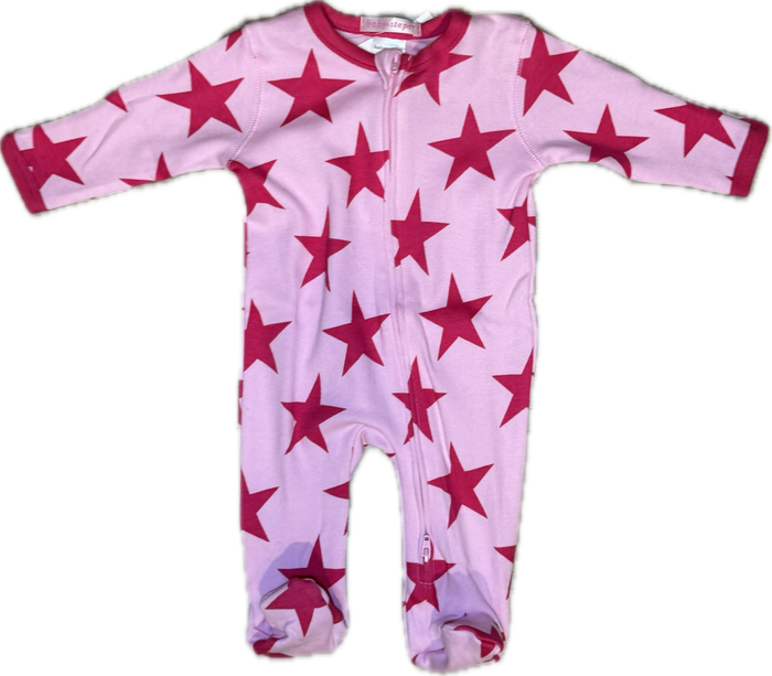 BABY STEPS- Footie/Large Star, Pink