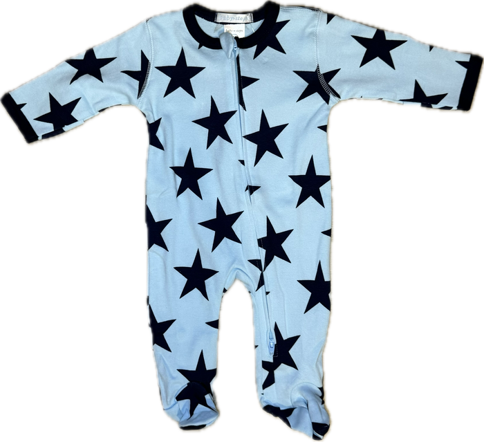 BABY STEPS- Footie/Large Star, Blue