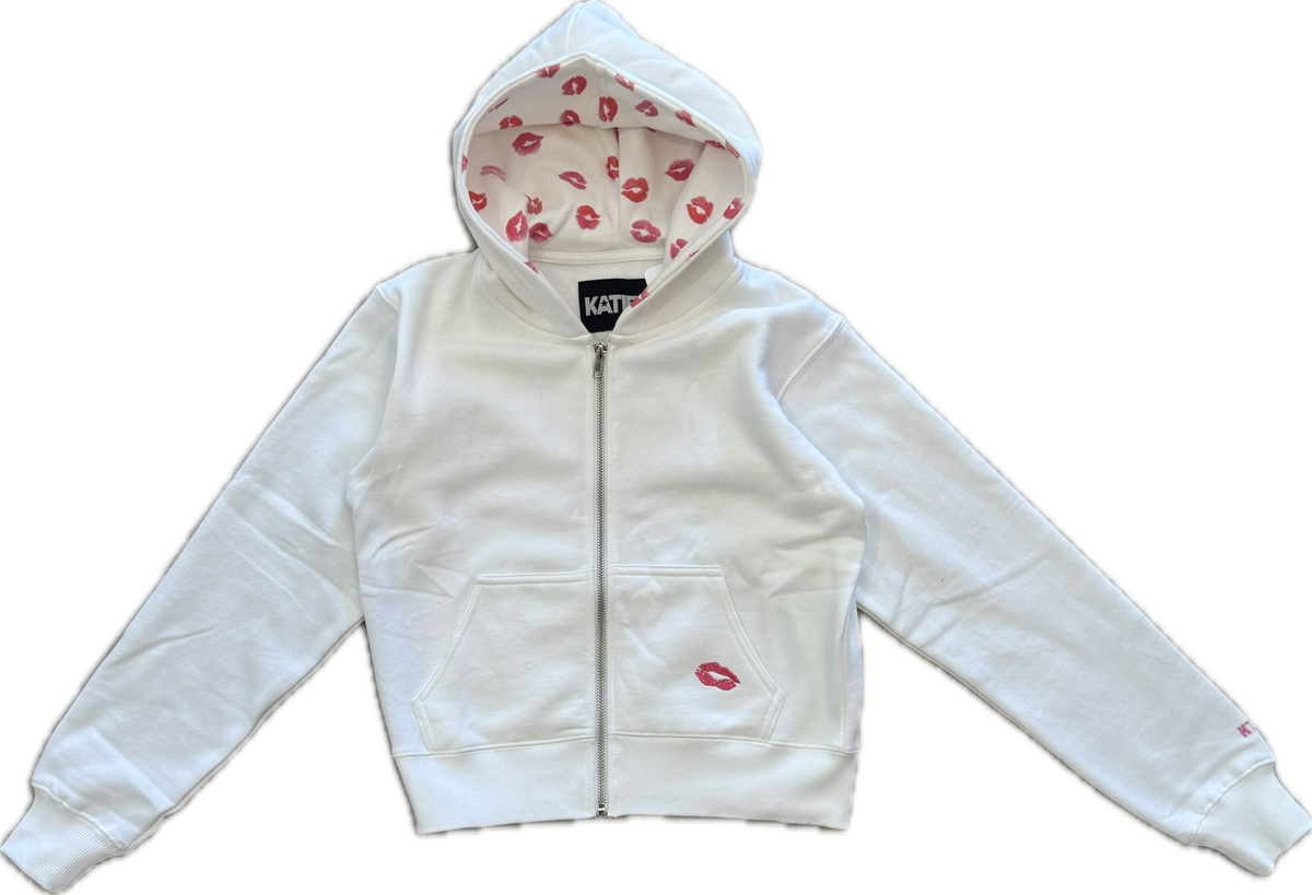 KATIEJ NYC- TWEEN CODY ZIP HOODIE W/LIPS (vintage white) – Ragg Tattoo
