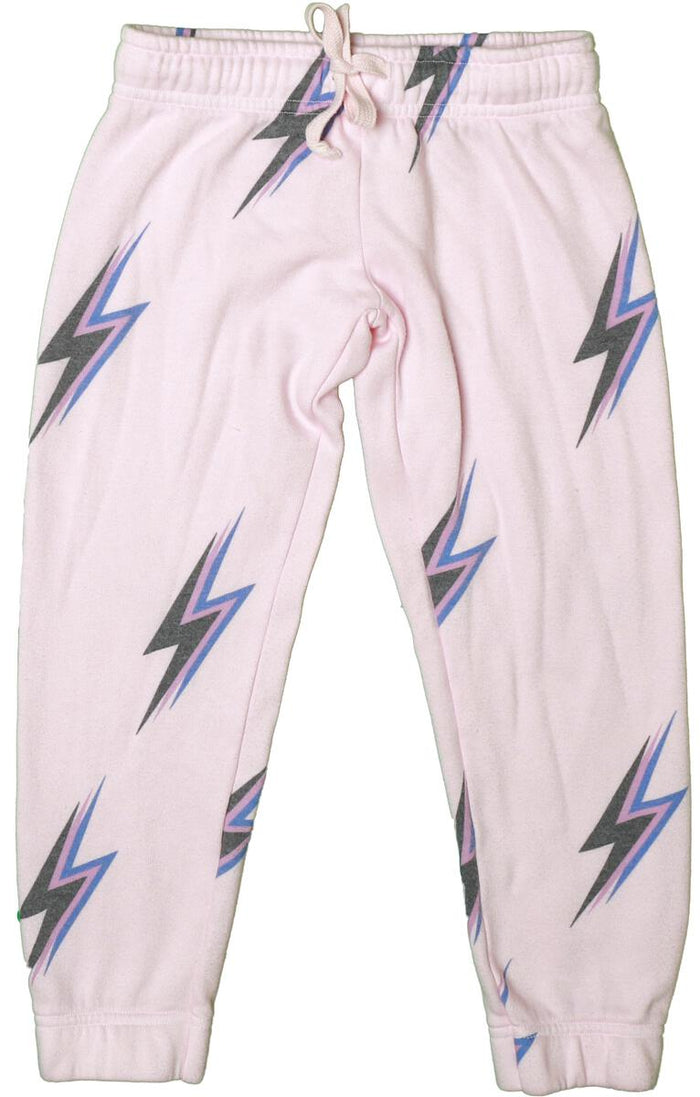T2LOVE- ATHLETIC ELASTIC WAIST/CUFF PANT #LIGHTNING BOLTS (Candy Pink)