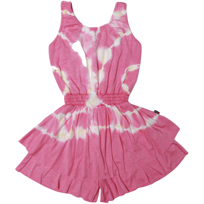 T2Love- Double Layer Tank Romper (Pink Tie Dye)