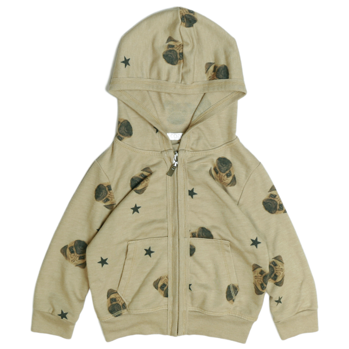 Cozii- Pug Zip-Up Hoodie (Beige)