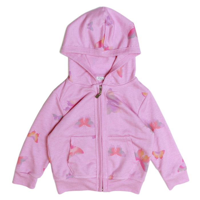 Cozii- Butterfly Zip-Up Hoodie (Pink)