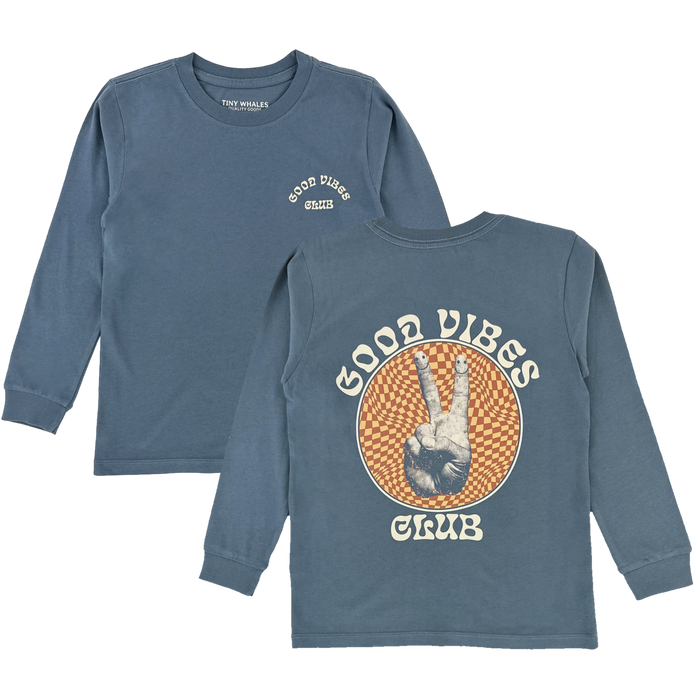 TINY WHALES- Good Vibes Club Long Sleeve Shirt (Brick)