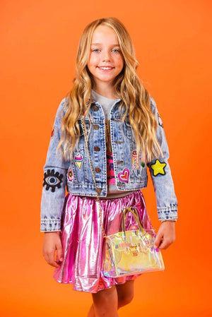 Lola and the Boys- All About The Patch Crop Denim Jacket