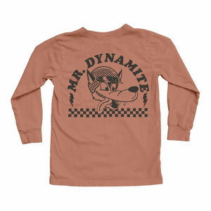 TINY WHALES- Mr. Dynamite Long Sleeve Tee (brick)