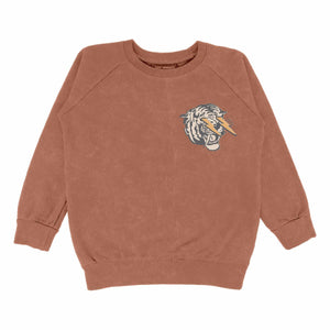 TINY WHALES- Rad Dude's Raglan Sweatshirt (mineral brick)