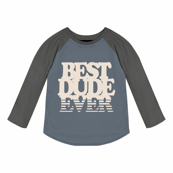 TINY WHALES- Best Dude Ever Long Sleeve Raglan (navy/vintage white)