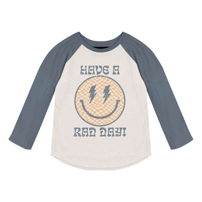 TINY WHALES- Have A Rad Day Long Sleeve Raglan (navy/natural)