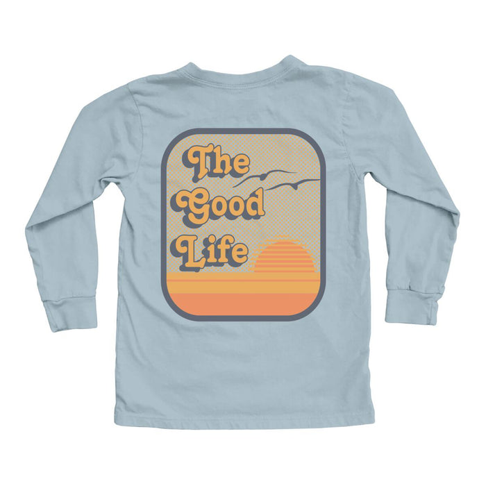 TINY WHALES- The Good Life Long Sleeve Tee (ocean)