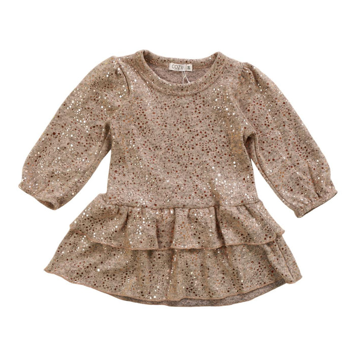 Cozii- L/S PUFF DBL TIERED DRESS