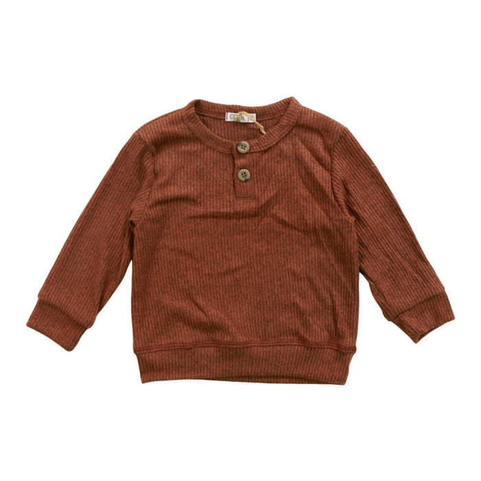 Cozii- L/S HENLEY SWEATSHIRT (CAPPUCCINO)