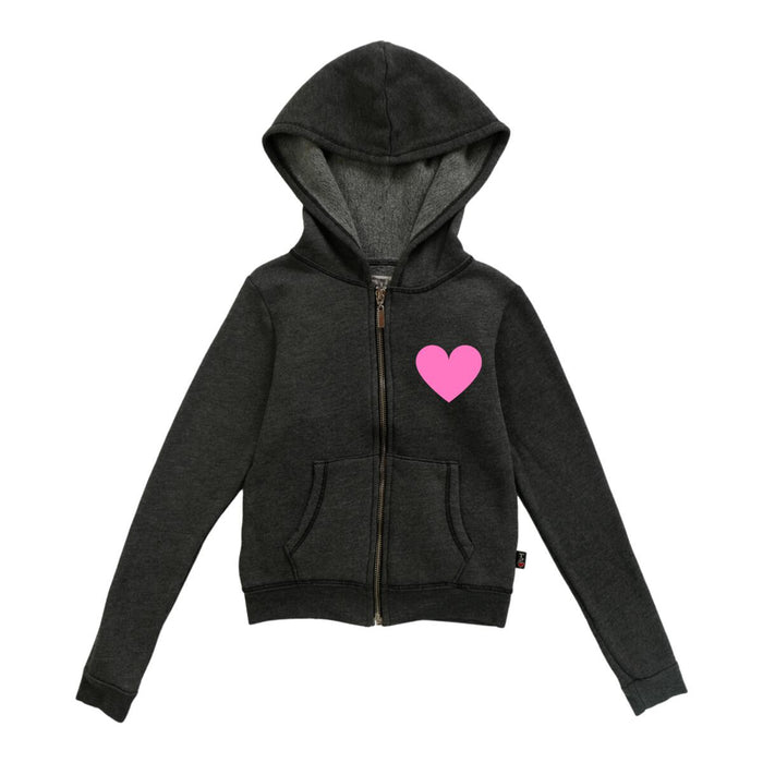 T2LOVE- HOODED ZIP JACKET PINK HEART (black)