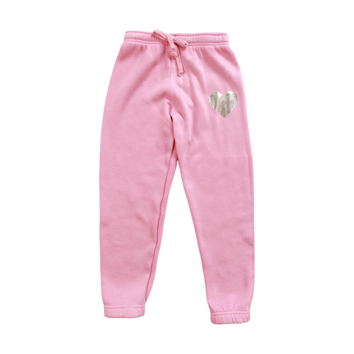 T2LOVE- ATHLETIC ELSTIC WAIST/CUFF PANT SILVER HEART(pink)