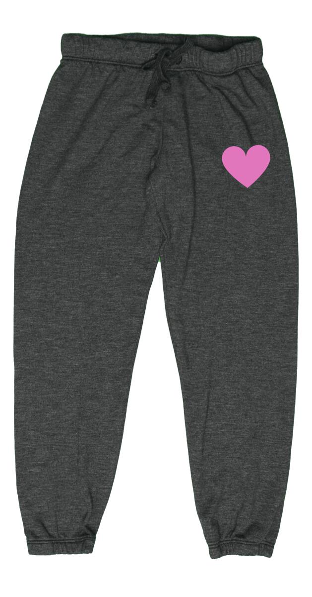 T2LOVE- ATHLETIC ELSTIC WAIST/CUFF PANT PINK HEART(black)