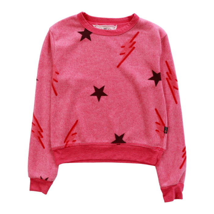 T2LOVE- Bolts & Stars L/S Classic Crew Neck (fushia)