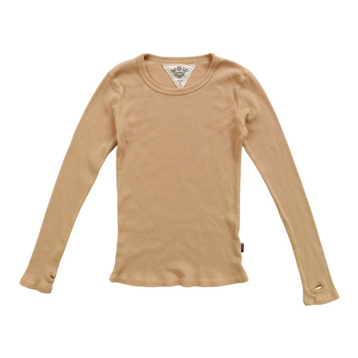 T2LOVE- L/S Crew Top W/ Thumbhole (beige)