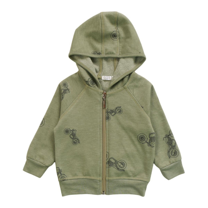 COZII- MOTORCYCLE L/S ZIP-UP HOODIE (sage)