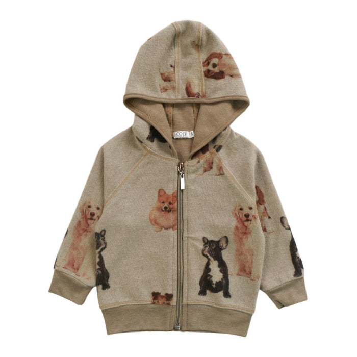 COZII- DOG L/S  ZIP-UP HOODIE (light brown)