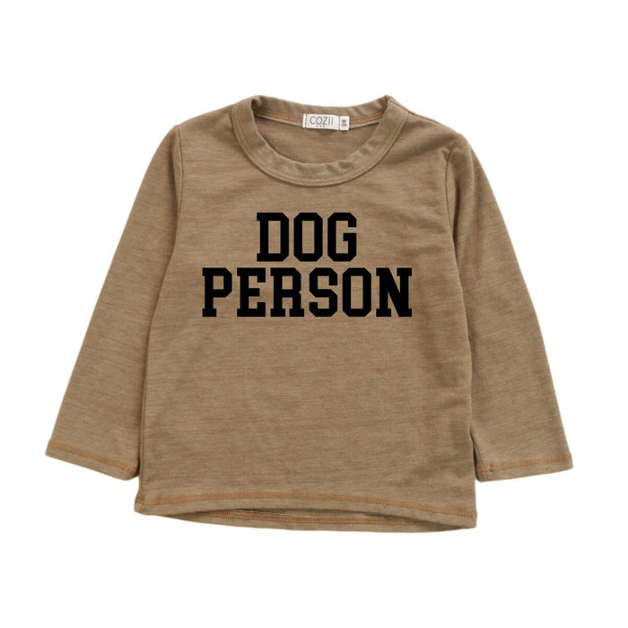 COZII- DOG PERSON L/S CREW TEE (light brown)