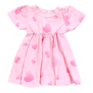 Cozii- Ombre Heart Puff Sleeve Dress (pink baby)