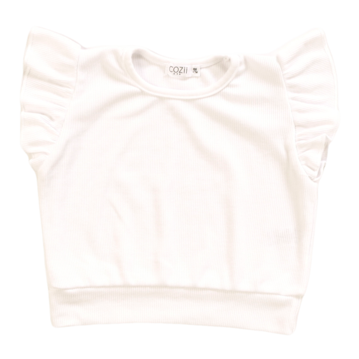 Cozii- Ruffle Sleeve Top  (white)