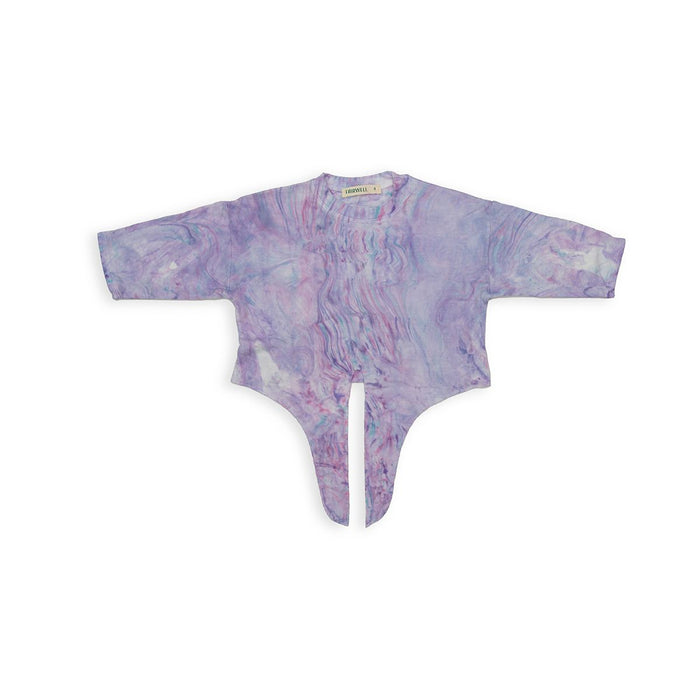 Fairwell- Tie-front Island Pullover, in Lilac Swirl