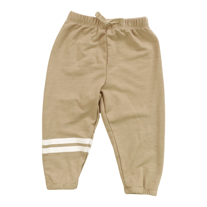 Cozii-  White Stripe Athletic Sweat Pants (beige)