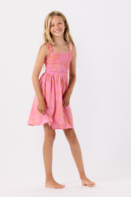 Tiare Hawaii- Kids Puka Dress (Flamingo Pink)