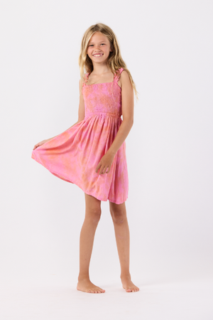 Tiare Hawaii- Kids Puka Dress (Flamingo Pink)