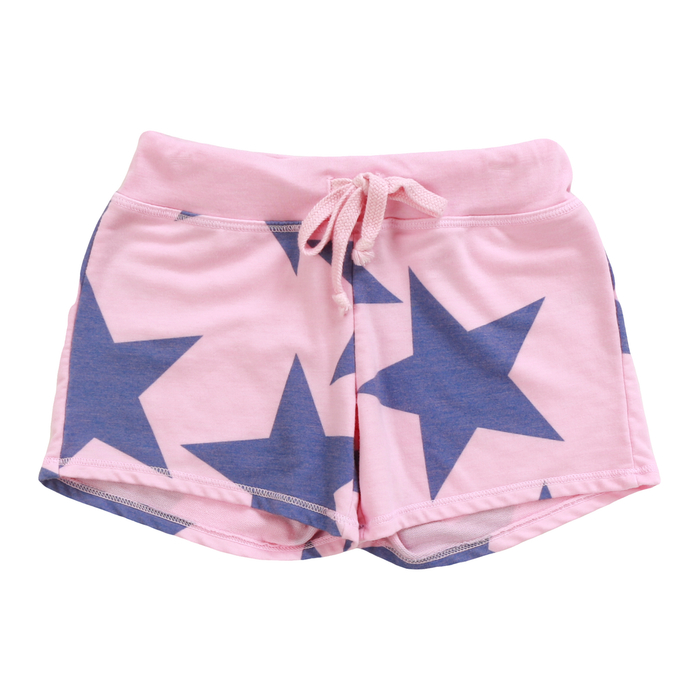 T2LOVE- DRAW STRING SHORT PURPLE STARS (pink)
