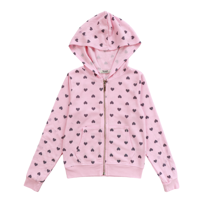 T2LOVE- HOODED ZIP JACKET (Small Hearts)