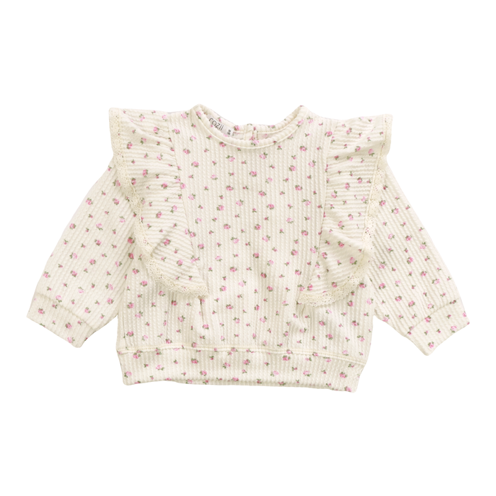 COZII- Long Sleeve Double Ruffle With Trim Top (mini floral)
