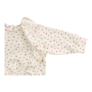 COZII- Long Sleeve Double Ruffle With Trim Top (mini floral)