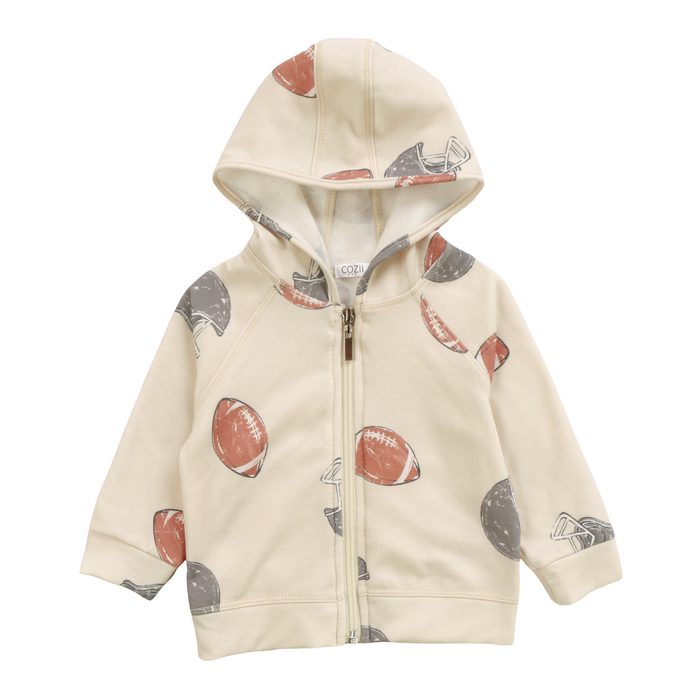 COZII- Long Sleeve Zip Up Hoodie (football & helmet)
