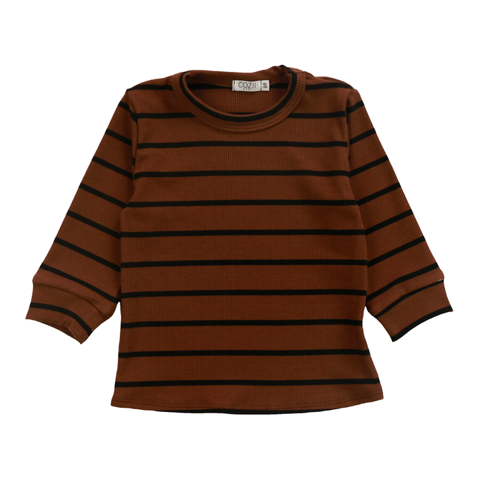 COZII- Long Sleeve Crew Top (brown stripe)