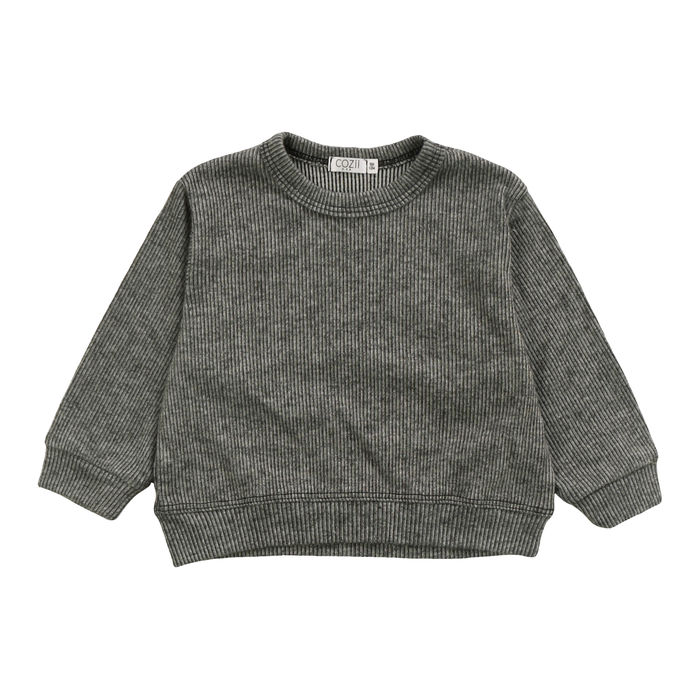 COZII- Long Sleeve Crew Neck Pullover (Charcoal)