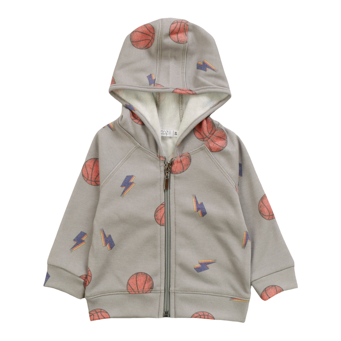 COZII- Basketball & Bolts Long Sleeve Hooded Zip Jacket