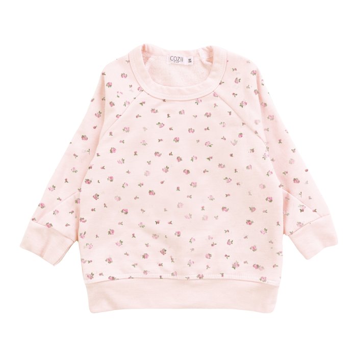 COZII- Long Sleeve Contrast Crew Sweater (mini floral)