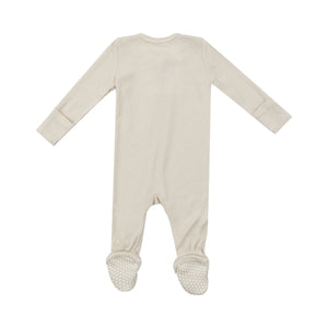 Angel Dear- 2 Way Zipper Footie - Solid Birch Rib