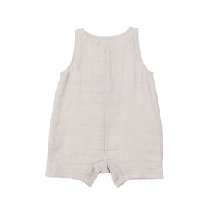 ANGEL DEAR- SHORTIE ROMPER - OATMEAL SOLID MUSLIN