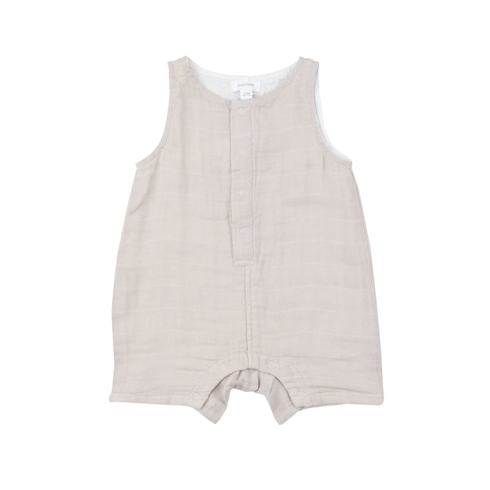 ANGEL DEAR- SHORTIE ROMPER - OATMEAL SOLID MUSLIN