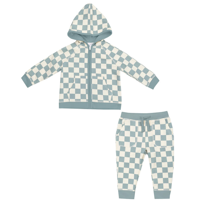 Angel Dear- Hoodie And Jogger - Checkerboard Gray Mist