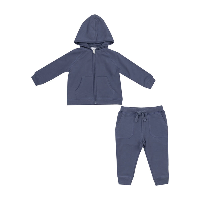 Angel Dear- Hoodie And Jogger -Footballs Inky Blue French Terry