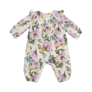 Angel Dear- Ruffle Sleeve Romper - Watercolor Rose