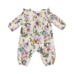 Angel Dear- Ruffle Sleeve Romper - Watercolor Rose