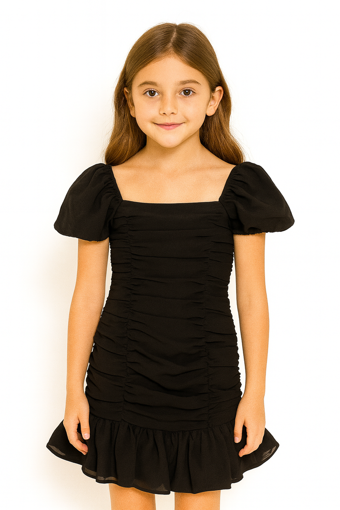 KATIEJ NYC- TWEEN ARIEL SOLID SPECIAL OCCASION DRESS (Black)