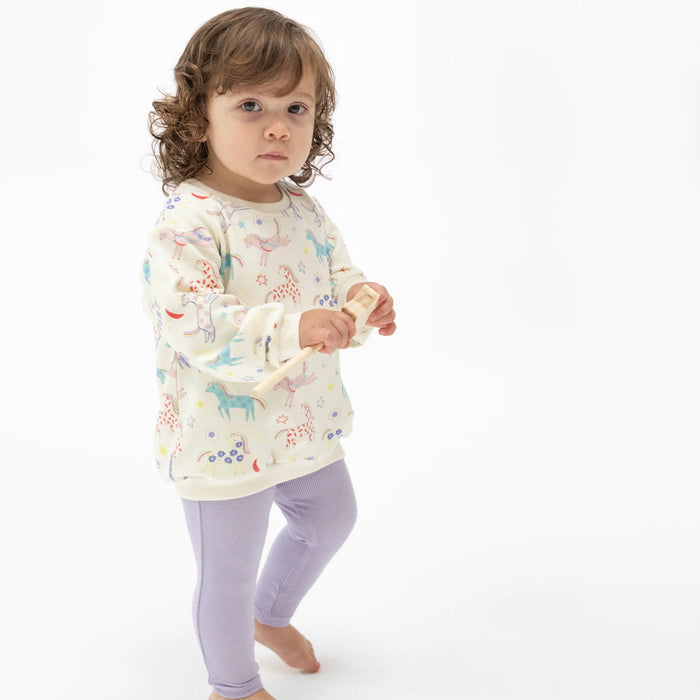 Angel Dear- Puffy Oversized Sweatshirt And Rib Legging - Fun Unicorns