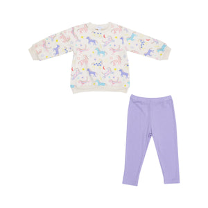 Angel Dear- Puffy Oversized Sweatshirt And Rib Legging - Fun Unicorns