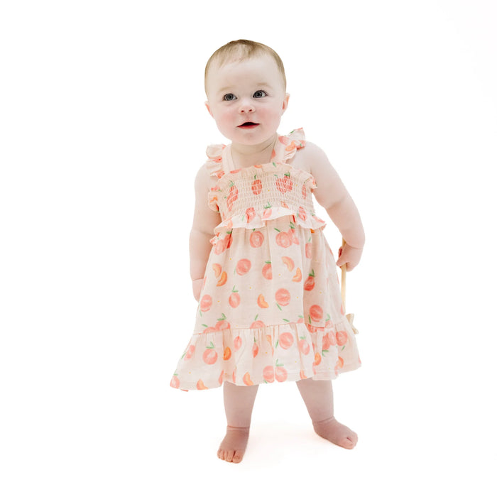 ANGEL DEAR- Smocked Ruffle Sundress - Sweet Peach